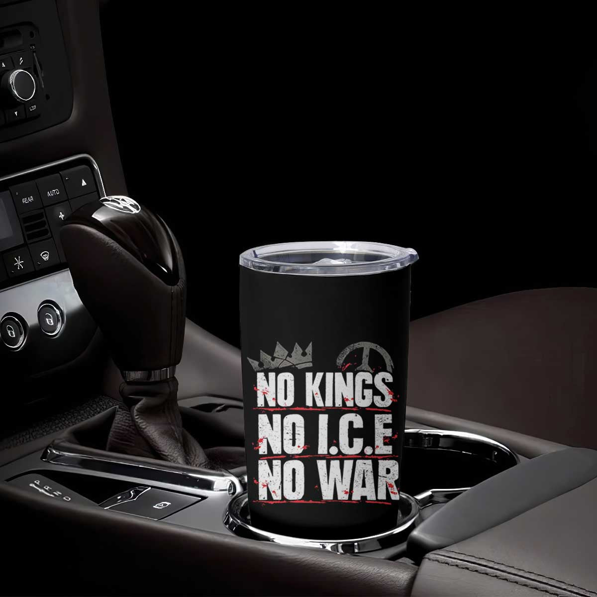No Kings No Wars No Ice Protest Distressed Tumbler Cup No Crown Just Peace Anti War Freedom Supporters TS02 Print Your Wear