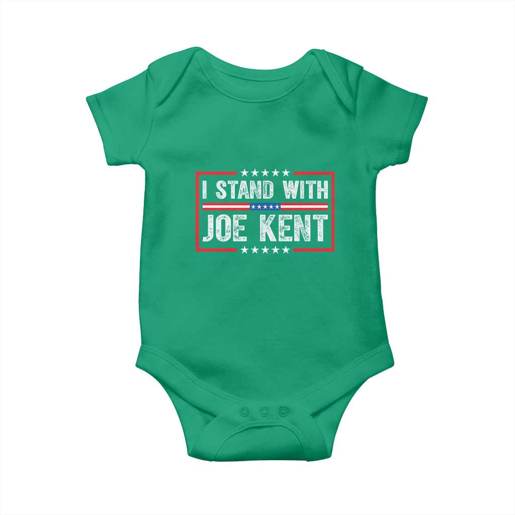 I Stand With Joe Kent Patriotic Support Baby Onesie American Flag Political Statement TS02 Irish Green Print Your Wear