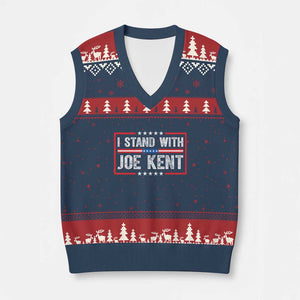 I Stand With Joe Kent Patriotic Support V-Neck Knit Sweater Vest American Flag Political Statement TS02 Navy Red Print Your Wear