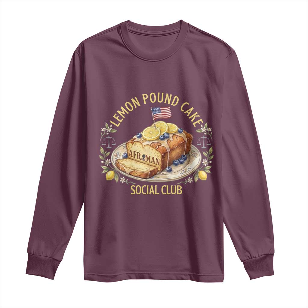 Lemon Pound Cake Social Club Long Sleeve Shirt Funny Viral Meme Dessert Parody Rap Fans TS02 Maroon Print Your Wear