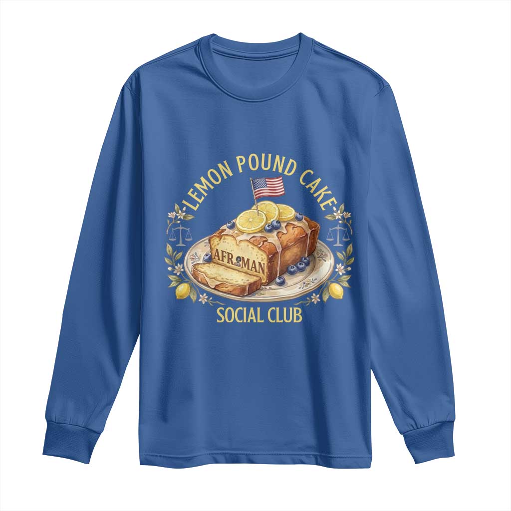 Lemon Pound Cake Social Club Long Sleeve Shirt Funny Viral Meme Dessert Parody Rap Fans TS02 Royal Blue Print Your Wear
