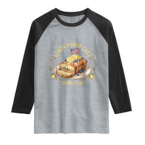 Lemon Pound Cake Social Club Raglan Shirt Funny Viral Meme Dessert Parody Rap Fans TS02 Heather Gray Black Print Your Wear