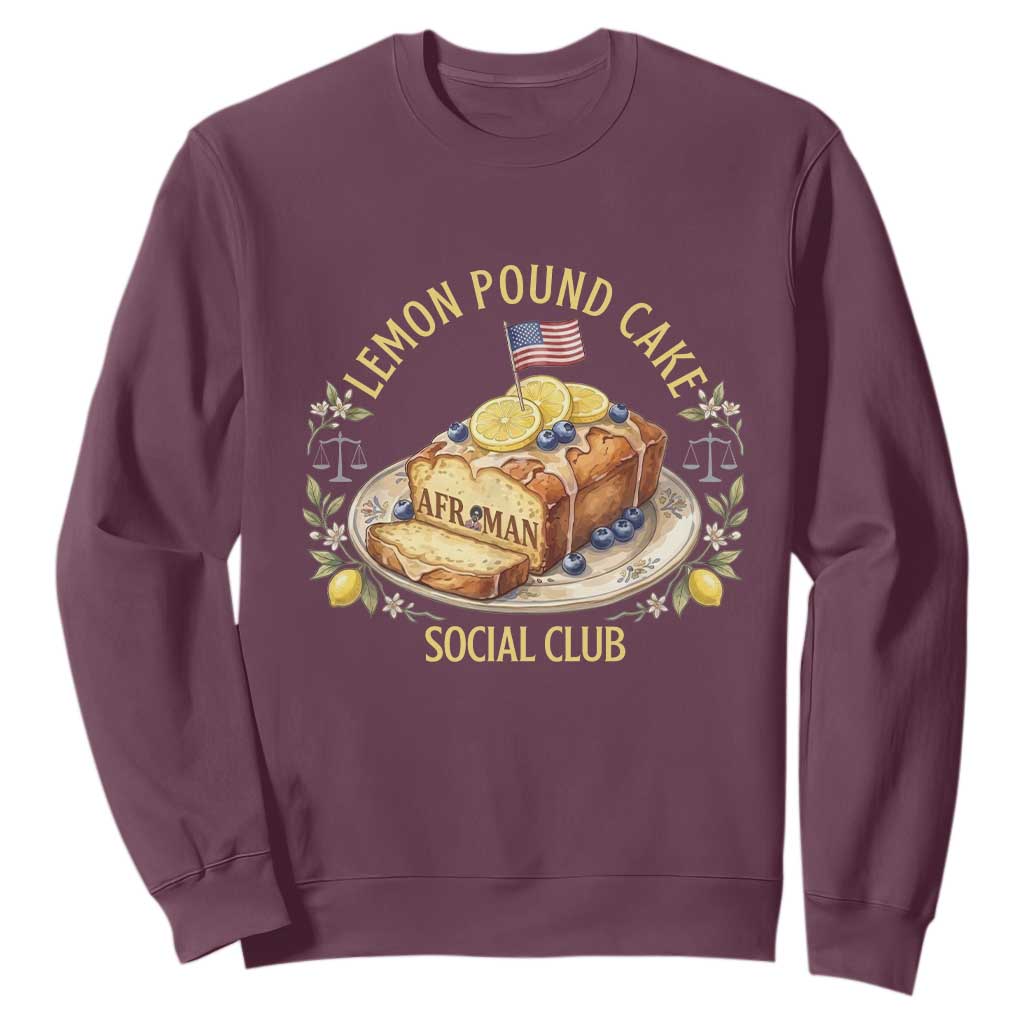 Lemon Pound Cake Social Club Sweatshirt Funny Viral Meme Dessert Parody Rap Fans TS02 Maroon Print Your Wear