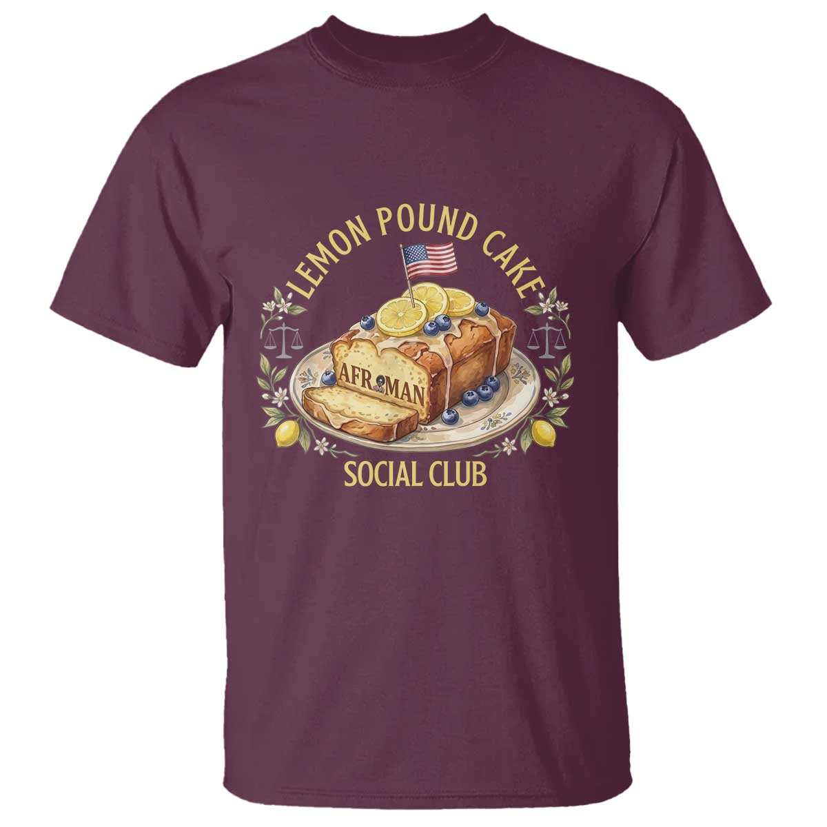 Lemon Pound Cake Social Club T Shirt Funny Viral Meme Dessert Parody Rap Fans TS02 Maroon Print Your Wear