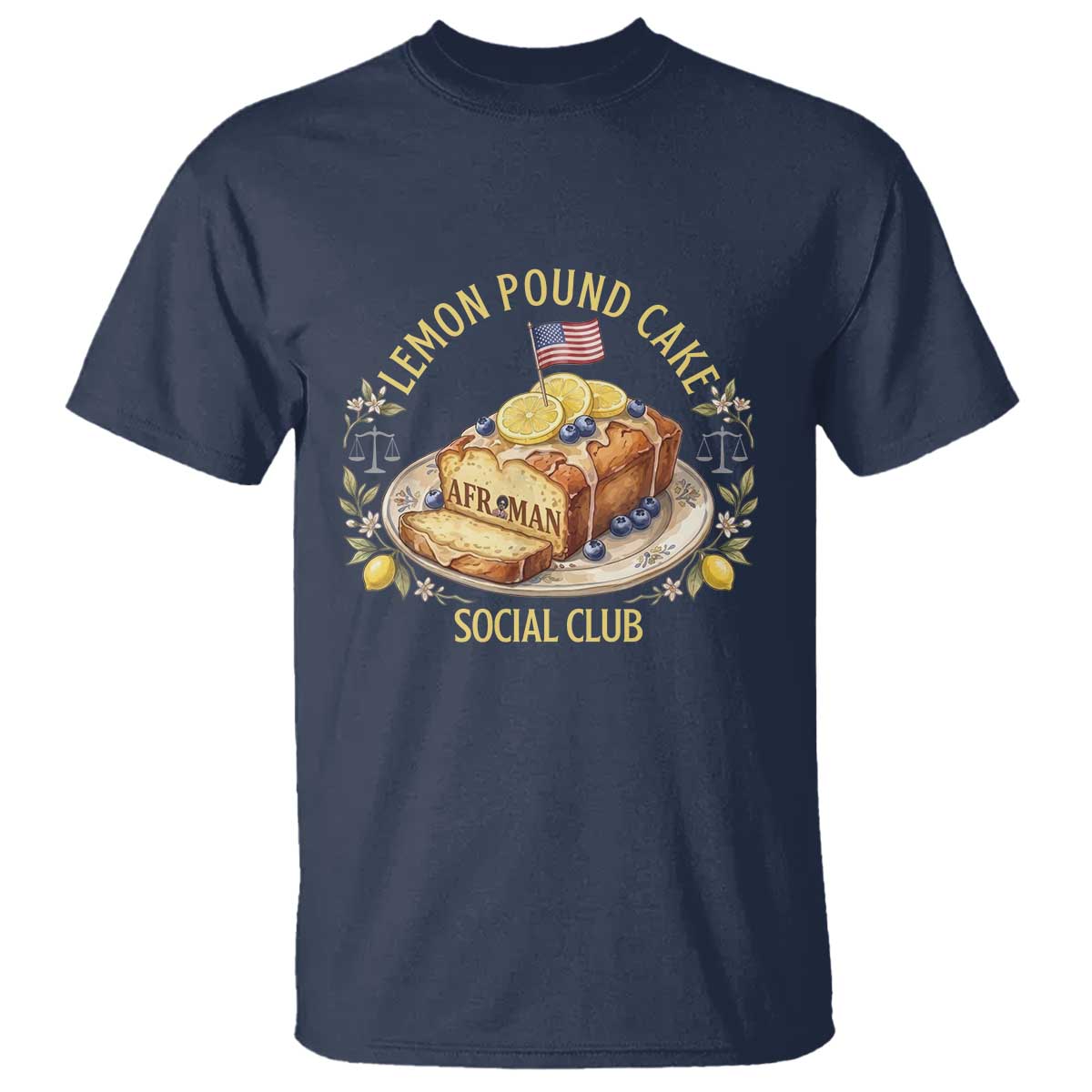 Lemon Pound Cake Social Club T Shirt Funny Viral Meme Dessert Parody Rap Fans TS02 Navy Print Your Wear