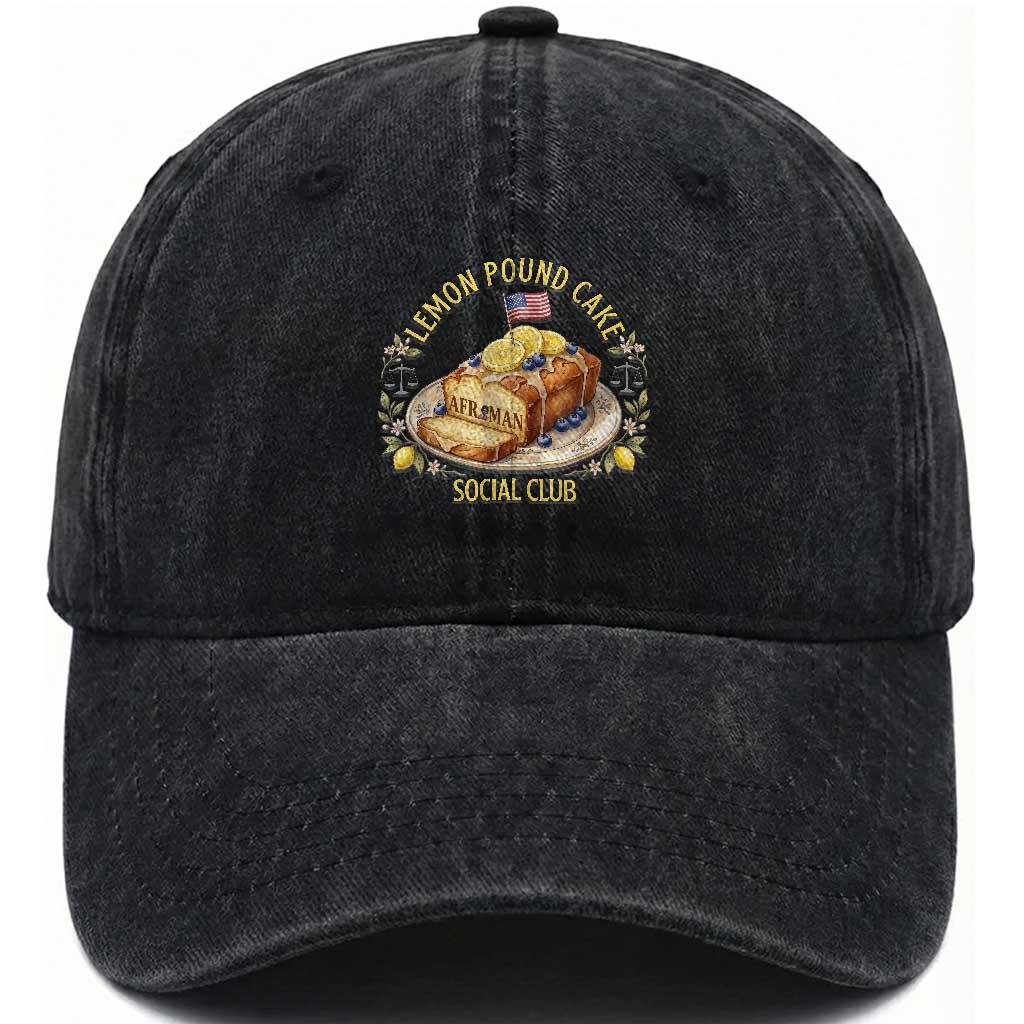 Lemon Pound Cake Social Club Washed Cotton Baseball Cap Funny Viral Meme Dessert Parody Rap Fans TS02 Print Your Wear