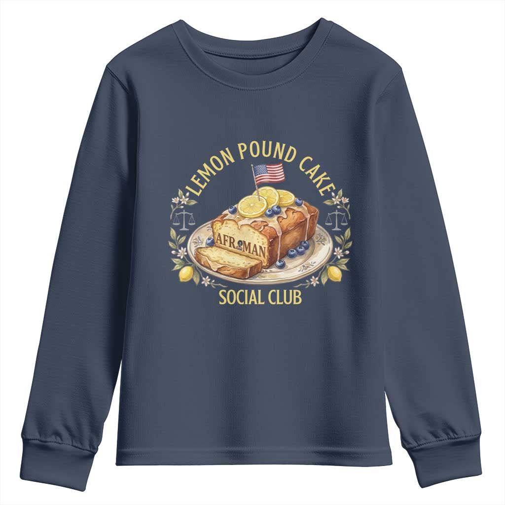 Lemon Pound Cake Social Club Youth Sweatshirt Funny Viral Meme Dessert Parody Rap Fans TS02 Navy Print Your Wear