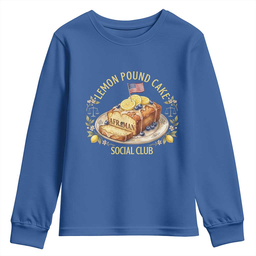 Lemon Pound Cake Social Club Youth Sweatshirt Funny Viral Meme Dessert Parody Rap Fans TS02 Royal Blue Print Your Wear