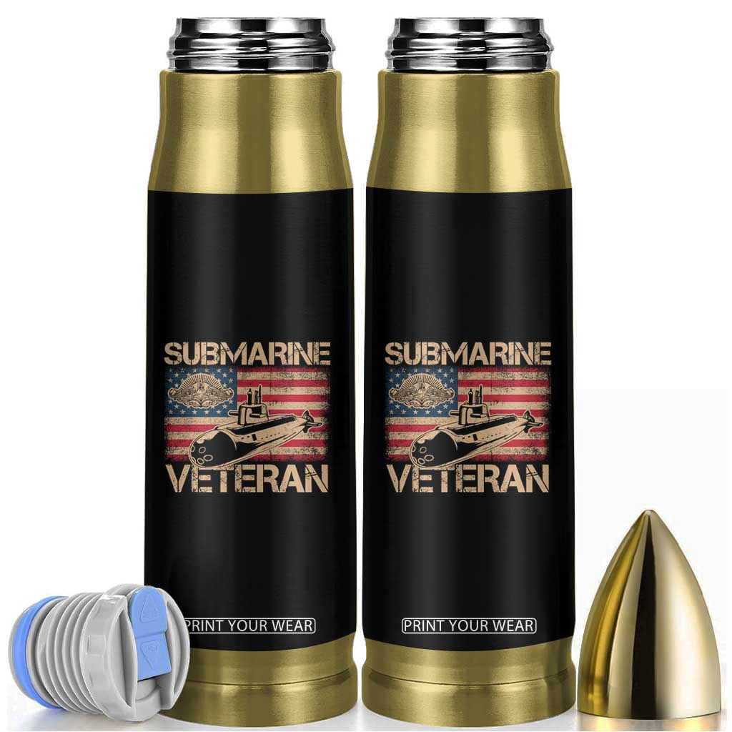 Navy Veteran Bullet Tumbler American Flag Submarine TS02 Black Print Your Wear