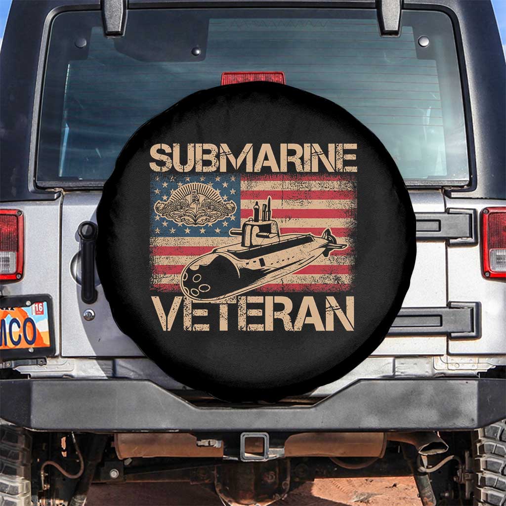 Navy Veteran Spare Tire Cover American Flag Submarine TS02 No hole Black Print Your Wear