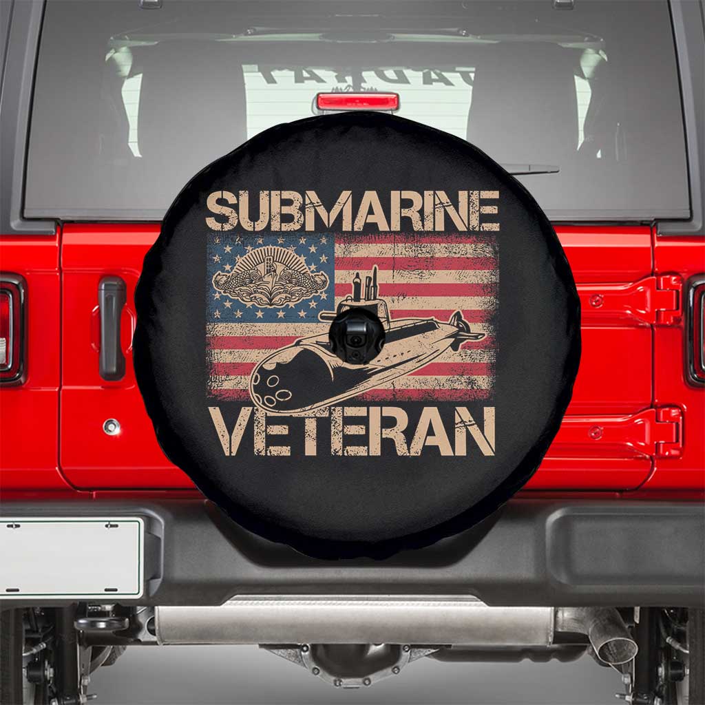 Navy Veteran Spare Tire Cover American Flag Submarine TS02 Black Print Your Wear