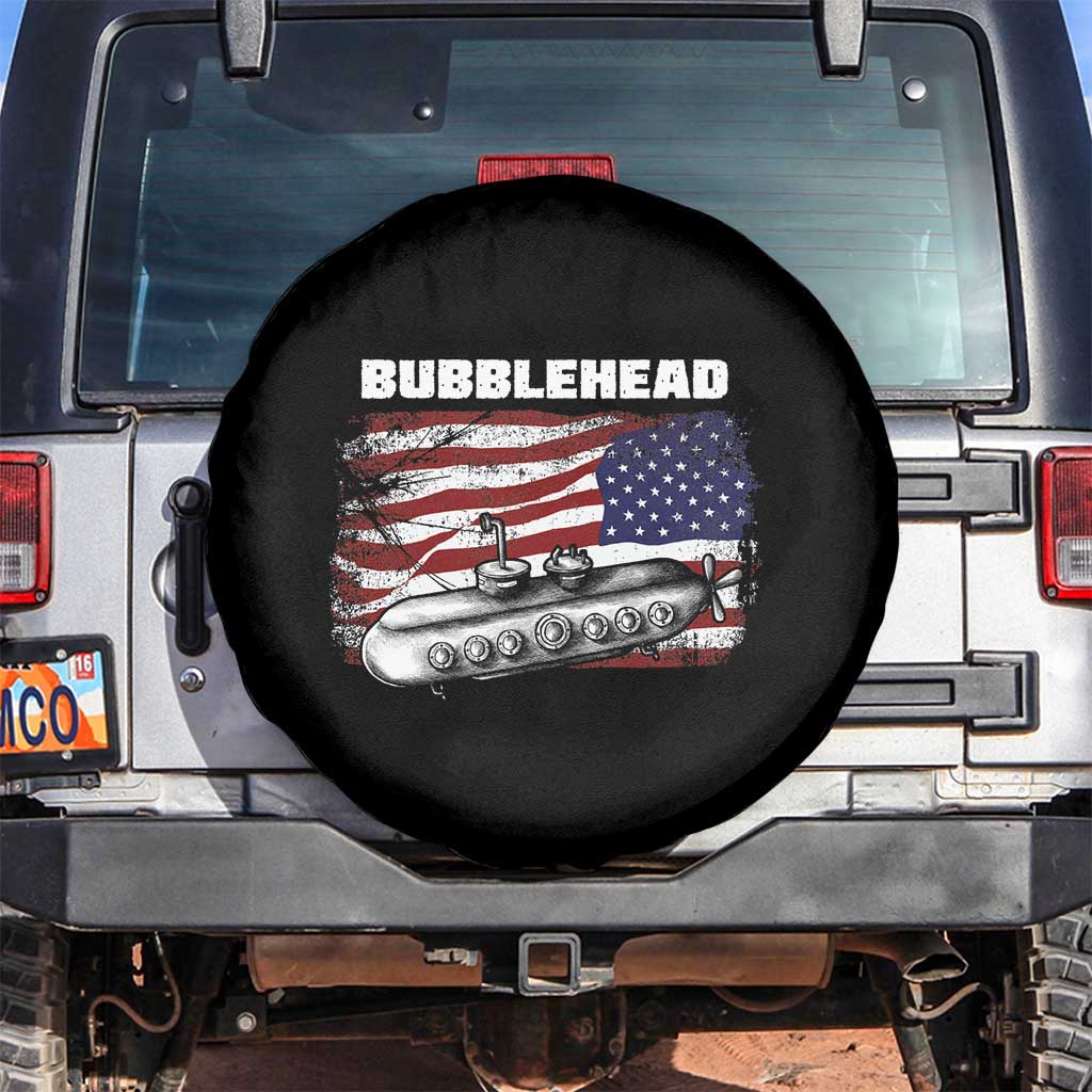 Navy Veteran Spare Tire Cover Bubblehead Submarine American Flag TS02 No hole Black Print Your Wear