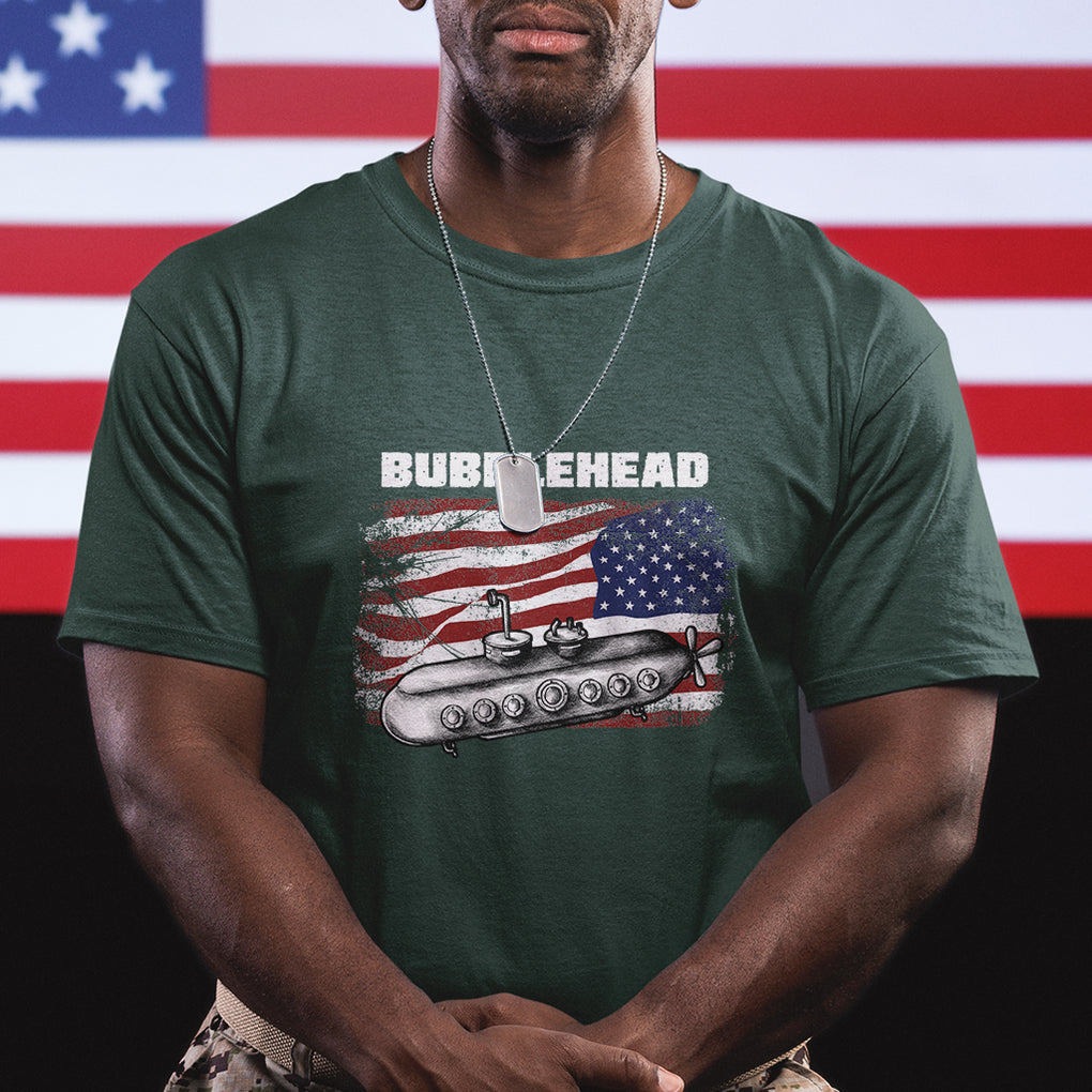 Navy Veteran T Shirt Bubblehead Submarine American Flag TS02 Printyourwear