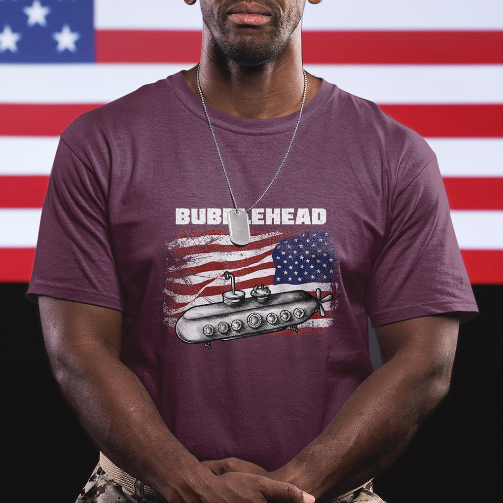 Navy Veteran T Shirt Bubblehead Submarine American Flag TS02 Printyourwear
