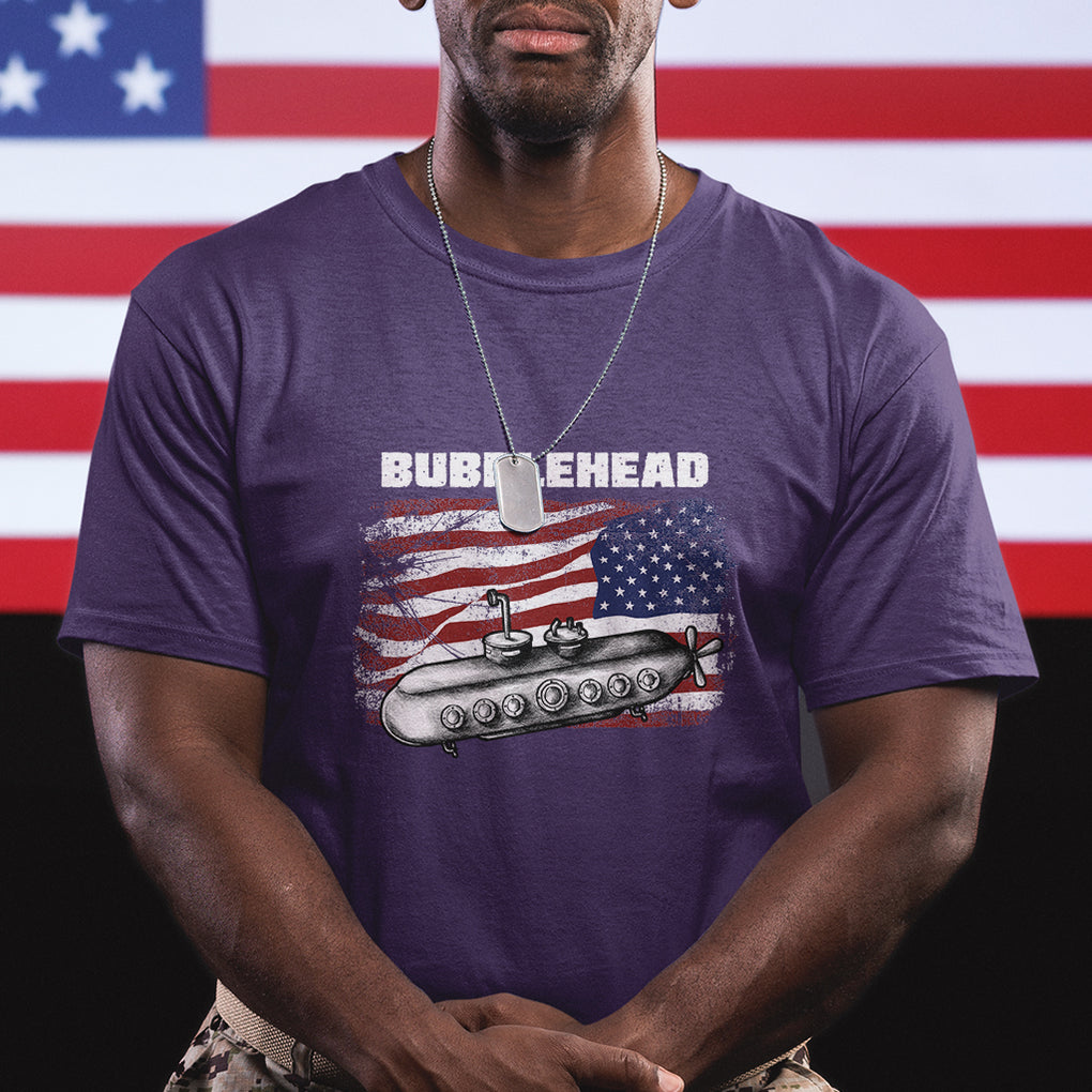 Navy Veteran T Shirt Bubblehead Submarine American Flag TS02 Printyourwear
