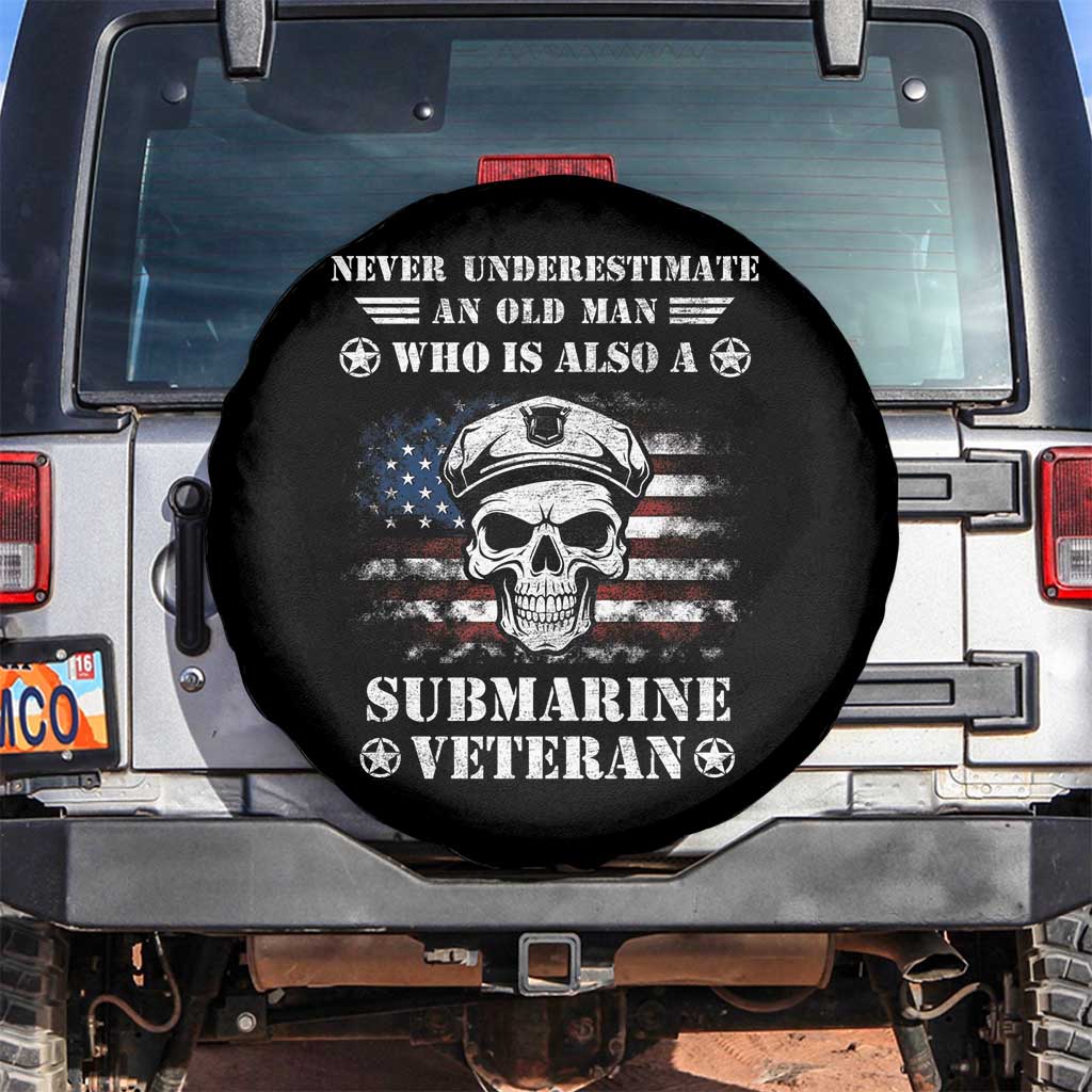Navy Veteran Spare Tire Cover Submariner Skull American Flag TS02 No hole Black Print Your Wear