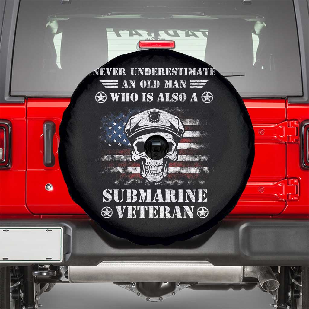 Navy Veteran Spare Tire Cover Submariner Skull American Flag TS02 Black Print Your Wear