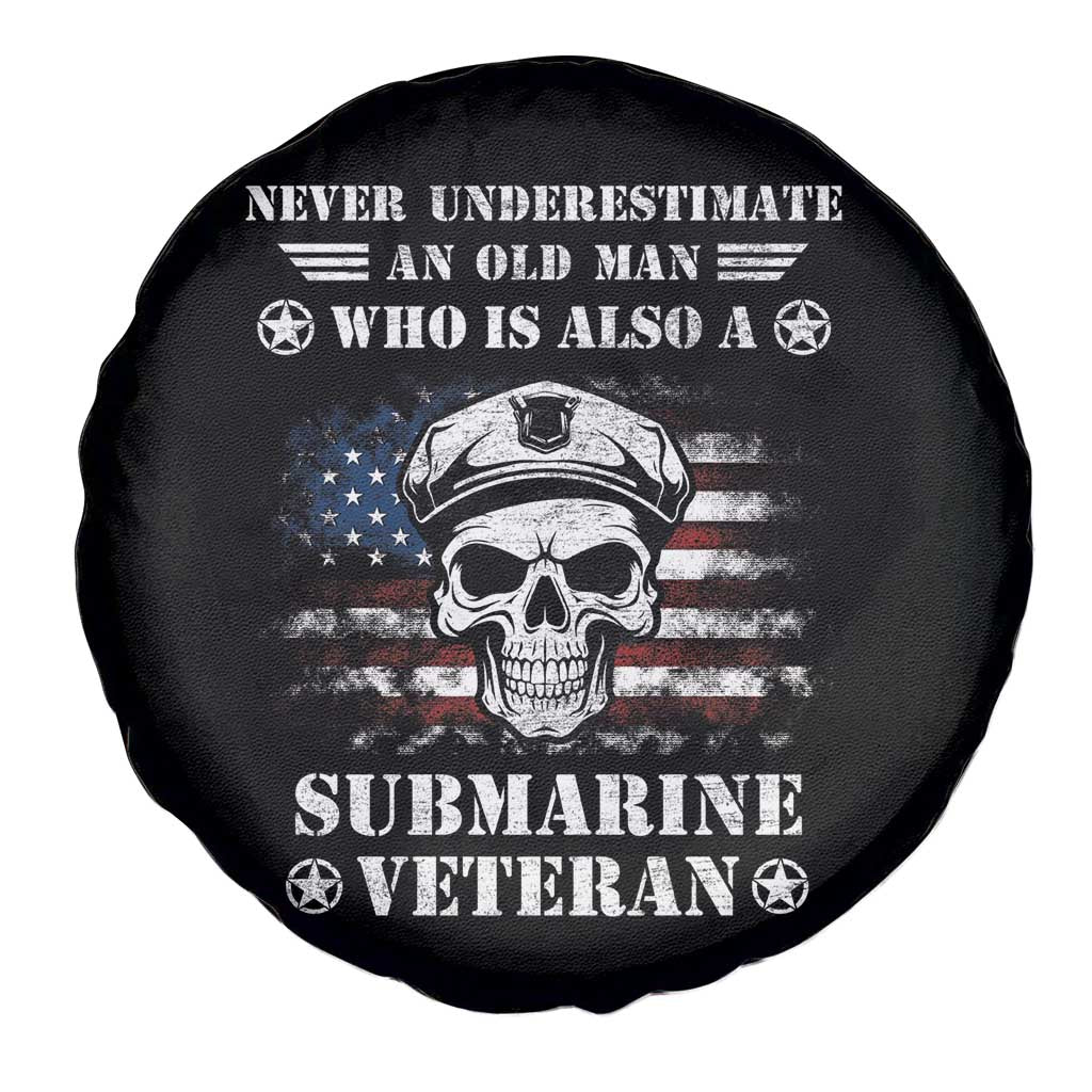 Navy Veteran Spare Tire Cover Submariner Skull American Flag TS02 Print Your Wear