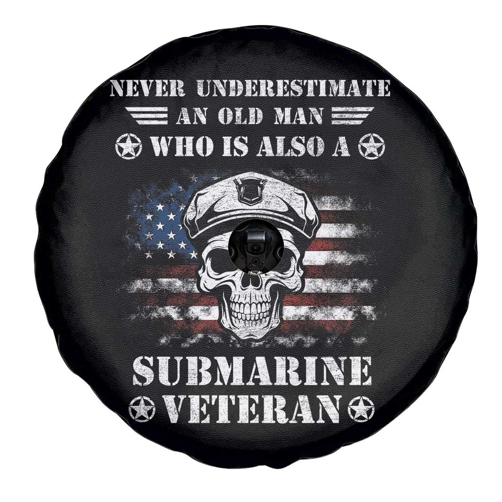 Navy Veteran Spare Tire Cover Submariner Skull American Flag TS02 Print Your Wear