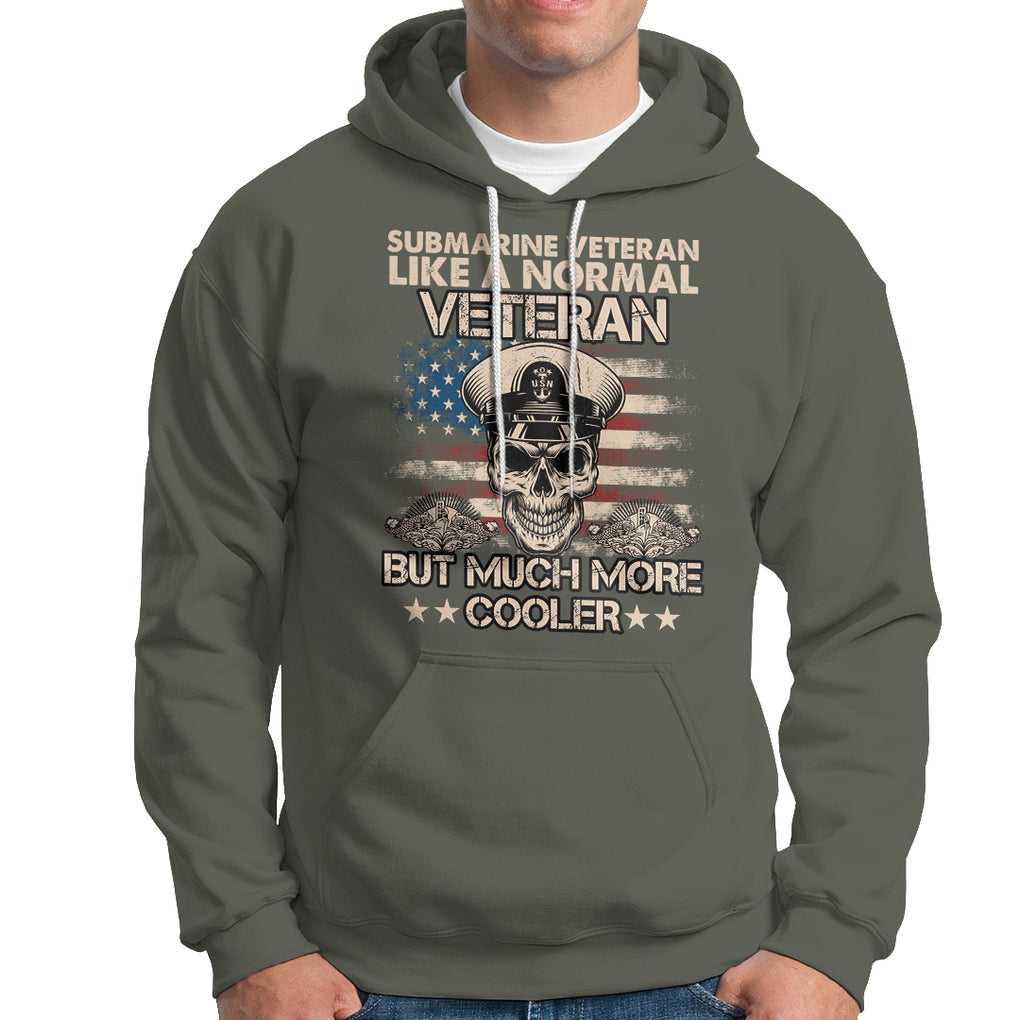 Navy Veteran Hoodie Like A Normal Veteran But Much More Cooler American Flag Submariner Skull TS02 Printyourwear