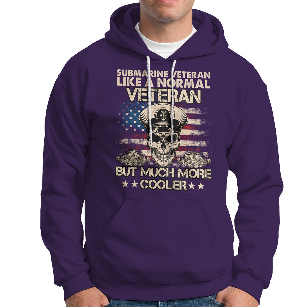 Navy Veteran Hoodie Like A Normal Veteran But Much More Cooler American Flag Submariner Skull TS02 Printyourwear