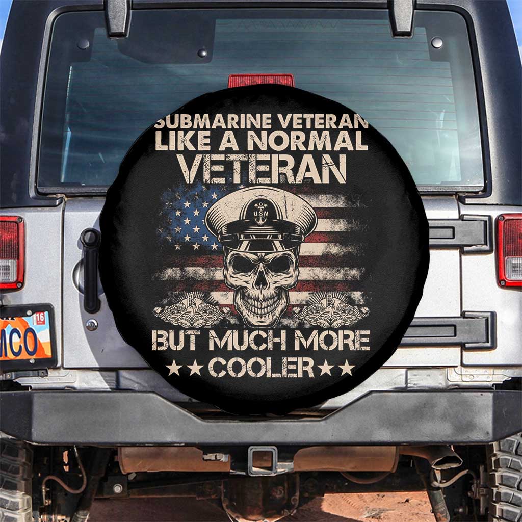 Navy Veteran Spare Tire Cover Like A Normal Veteran But Much More Cooler American Flag Submariner Skull TS02 No hole Black Print Your Wear