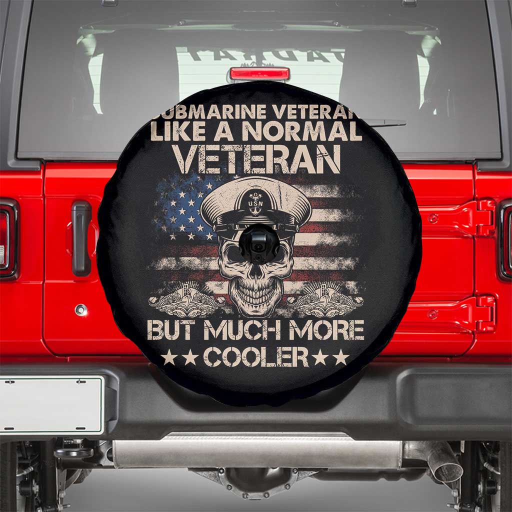 Navy Veteran Spare Tire Cover Like A Normal Veteran But Much More Cooler American Flag Submariner Skull TS02 Black Print Your Wear