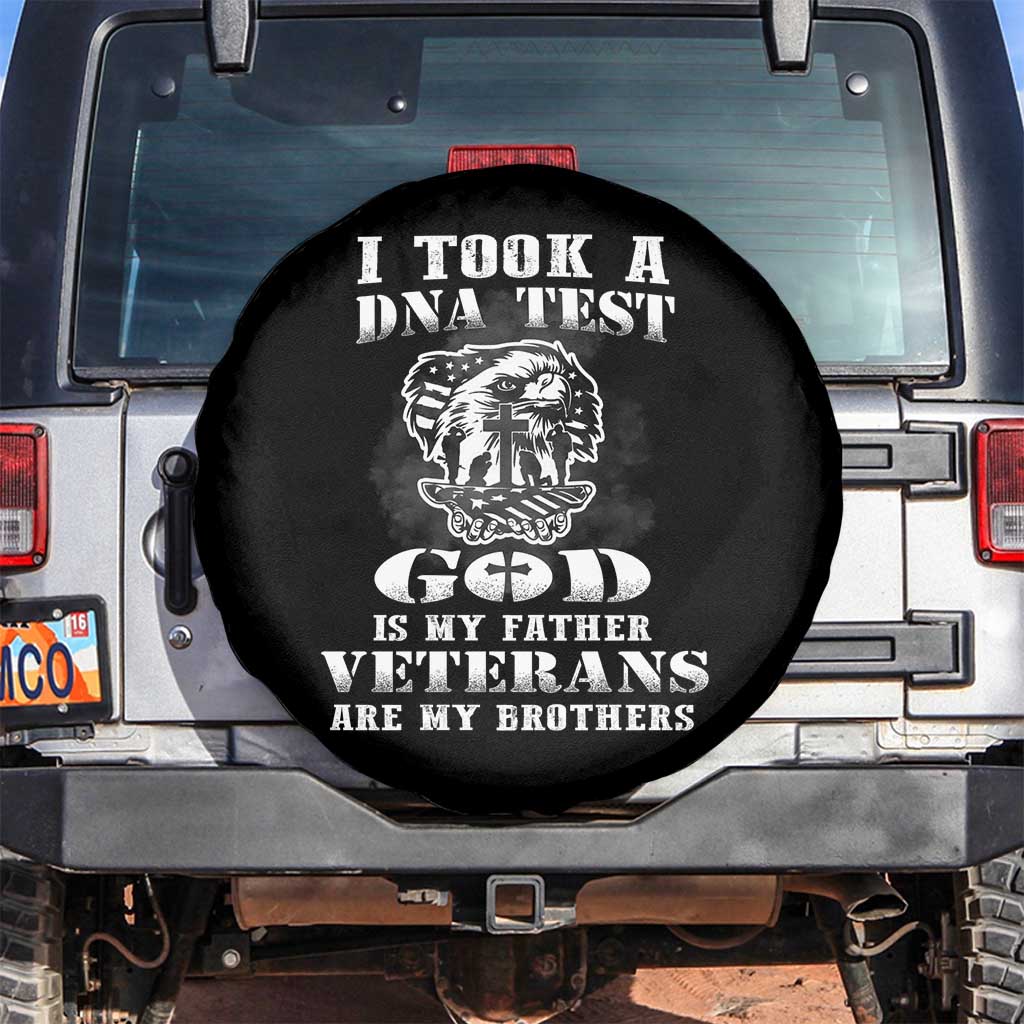 American Veteran Spare Tire Cover I Took A DNA Test God Is My Father Veterans Are My Brothers American Eagle TS02 No hole Black Print Your Wear