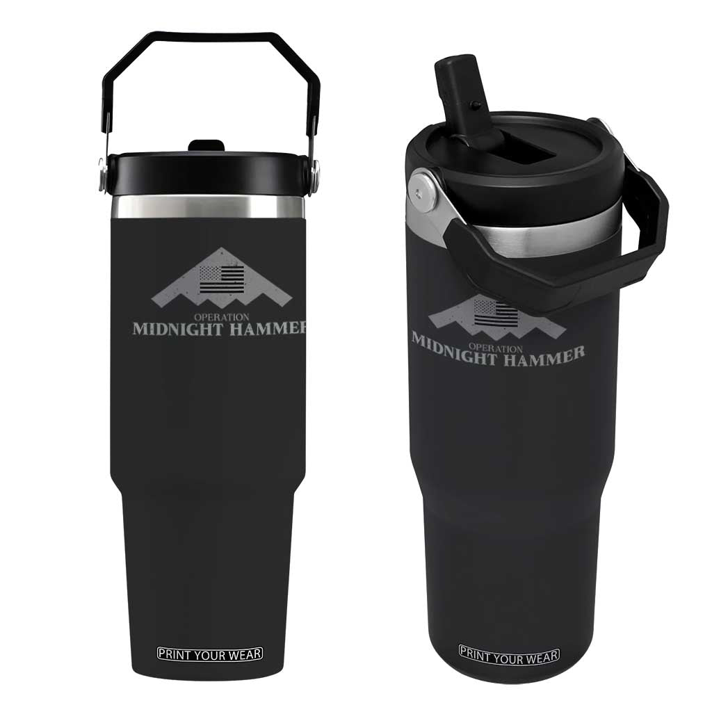 Operation Midnight Hammer Flip Straw Tumbler Stealth Patriot TS02 One Size: 30 oz Black Print Your Wear
