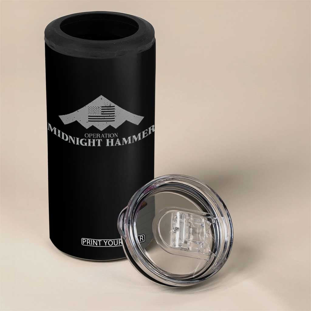Operation Midnight Hammer 4 in 1 Can Cooler Tumbler Stealth Patriot TS02 Print Your Wear