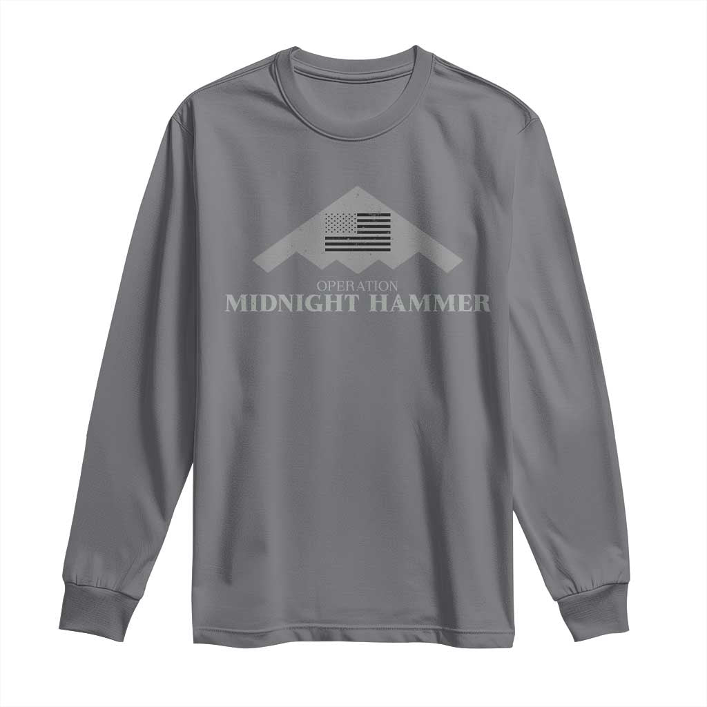 Operation Midnight Hammer Long Sleeve Shirt Stealth Patriot TS02 Charcoal Print Your Wear