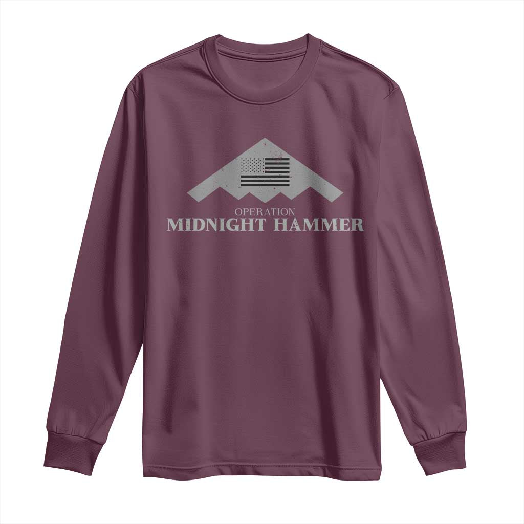 Operation Midnight Hammer Long Sleeve Shirt Stealth Patriot TS02 Maroon Print Your Wear