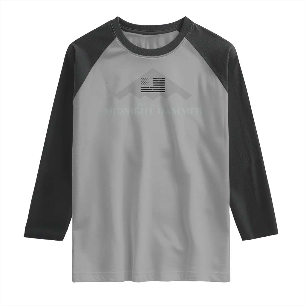 Operation Midnight Hammer Raglan Shirt Stealth Patriot TS02 Sport Gray Black Print Your Wear