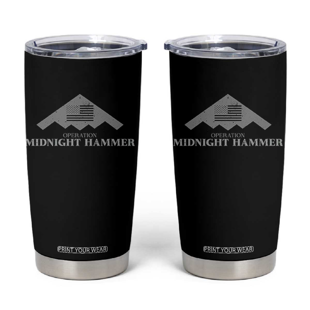 Operation Midnight Hammer Tumbler Cup Stealth Patriot TS02 Black Print Your Wear