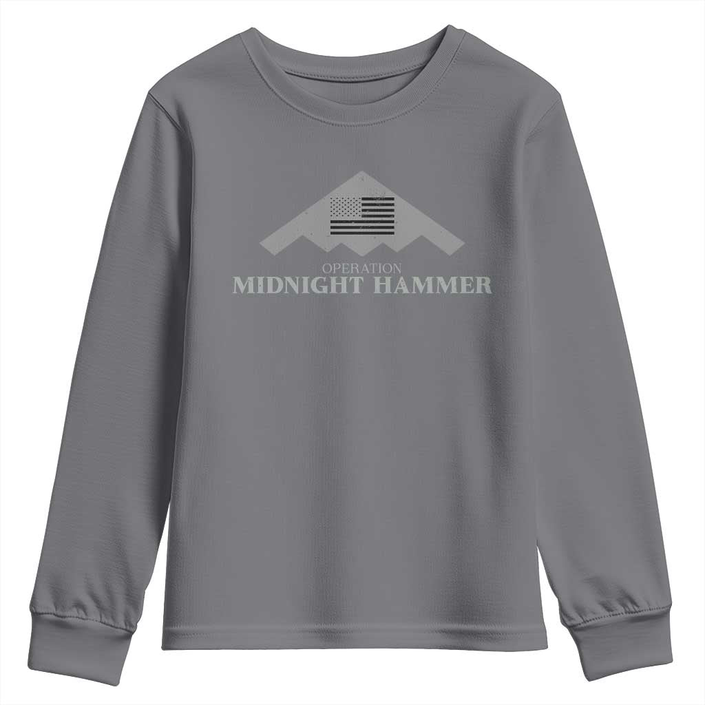 Operation Midnight Hammer Youth Sweatshirt Stealth Patriot TS02 Charcoal Print Your Wear