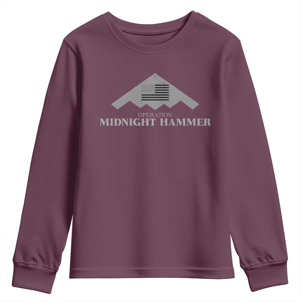 Operation Midnight Hammer Youth Sweatshirt Stealth Patriot TS02 Maroon Print Your Wear