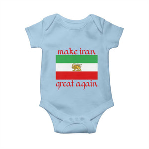 Make Iran Great Again Baby Onesie Vintage Lion and Sun Flag Patriotic Iranian Pride TS02 Light Blue Print Your Wear