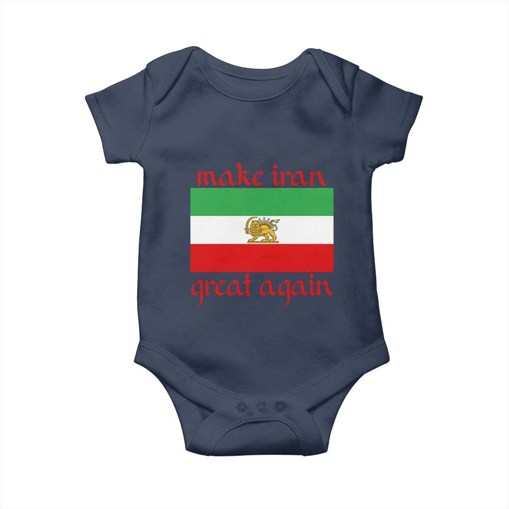 Make Iran Great Again Baby Onesie Vintage Lion and Sun Flag Patriotic Iranian Pride TS02 Navy Print Your Wear