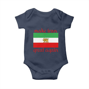 Make Iran Great Again Baby Onesie Vintage Lion and Sun Flag Patriotic Iranian Pride TS02 Navy Print Your Wear