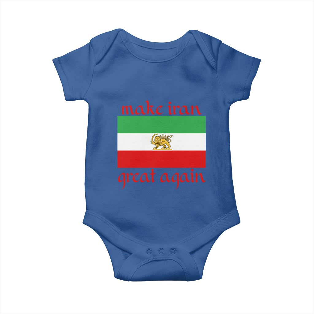 Make Iran Great Again Baby Onesie Vintage Lion and Sun Flag Patriotic Iranian Pride TS02 Royal Blue Print Your Wear