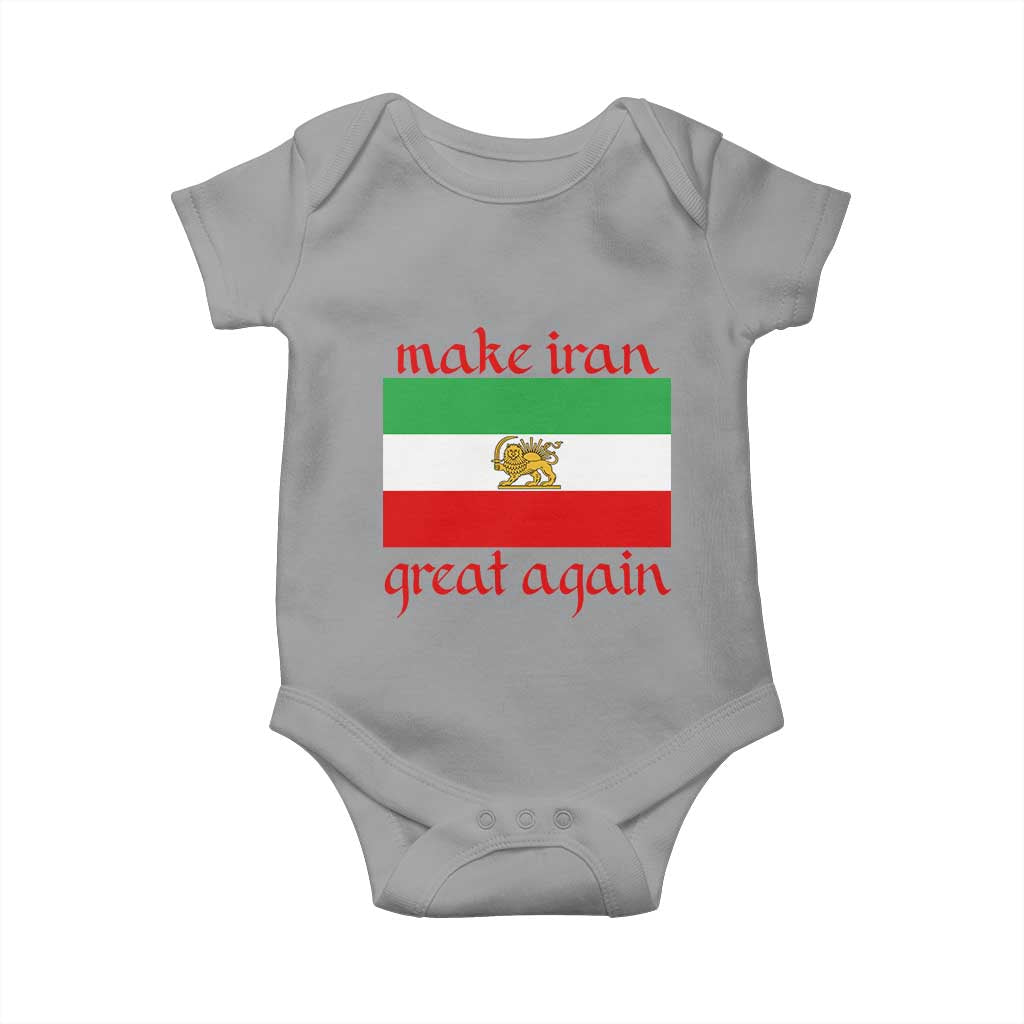 Make Iran Great Again Baby Onesie Vintage Lion and Sun Flag Patriotic Iranian Pride TS02 Sport Gray Print Your Wear