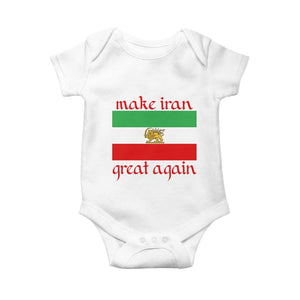 Make Iran Great Again Baby Onesie Vintage Lion and Sun Flag Patriotic Iranian Pride TS02 White Print Your Wear