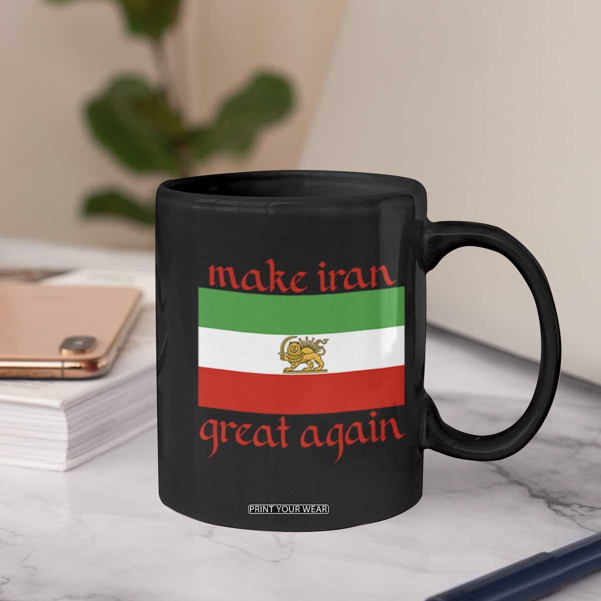 Make Iran Great Again Coffee Mug Vintage Lion and Sun Flag Patriotic Iranian Pride TS02 Print Your Wear