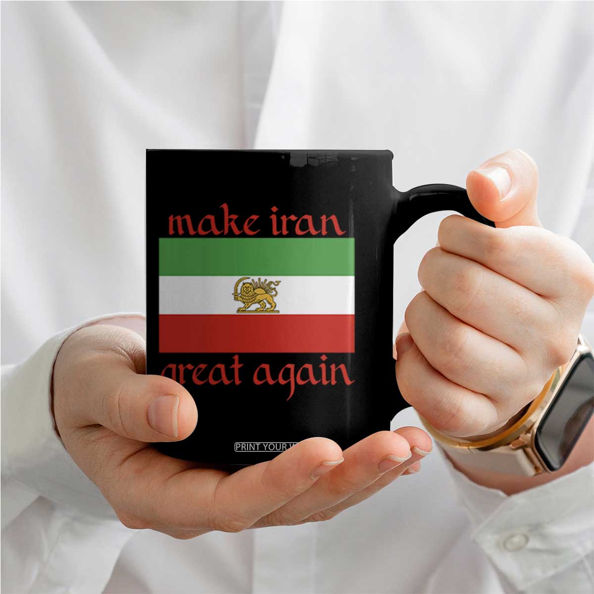 Make Iran Great Again Coffee Mug Vintage Lion and Sun Flag Patriotic Iranian Pride TS02 Print Your Wear