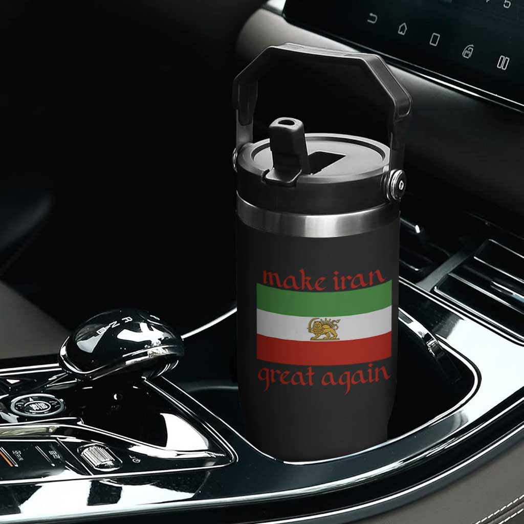 Make Iran Great Again Flip Straw Tumbler Vintage Lion and Sun Flag Patriotic Iranian Pride TS02 Print Your Wear