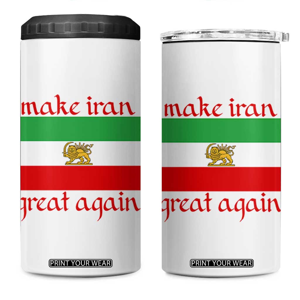 Make Iran Great Again 4 in 1 Can Cooler Tumbler Vintage Lion and Sun Flag Patriotic Iranian Pride TS02 One Size: 16 oz White Print Your Wear