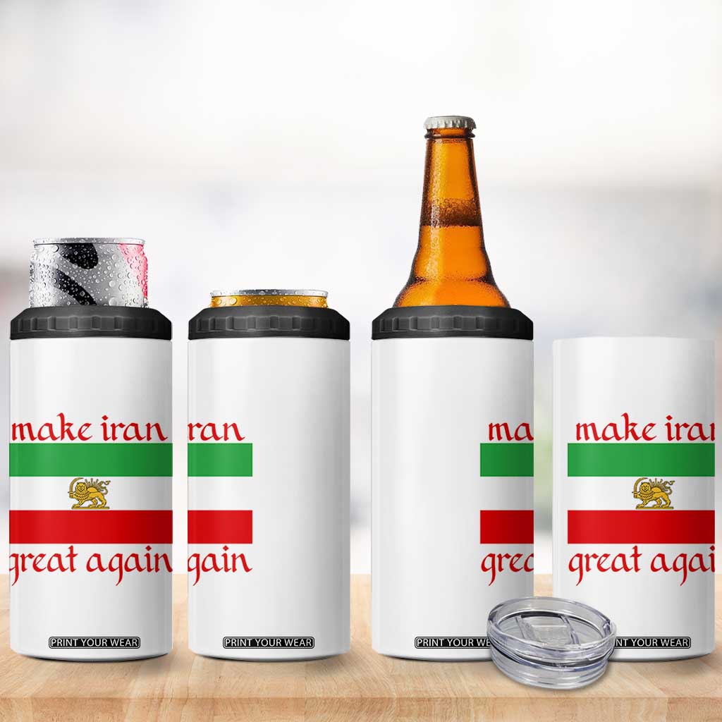 Make Iran Great Again 4 in 1 Can Cooler Tumbler Vintage Lion and Sun Flag Patriotic Iranian Pride TS02 Print Your Wear