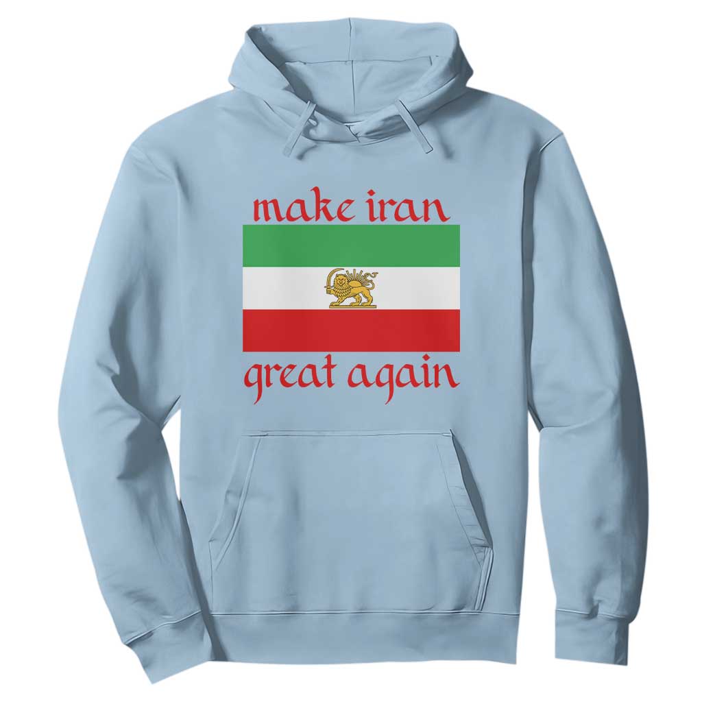 Make Iran Great Again Hoodie Vintage Lion and Sun Flag Patriotic Iranian Pride TS02 Light Blue Print Your Wear