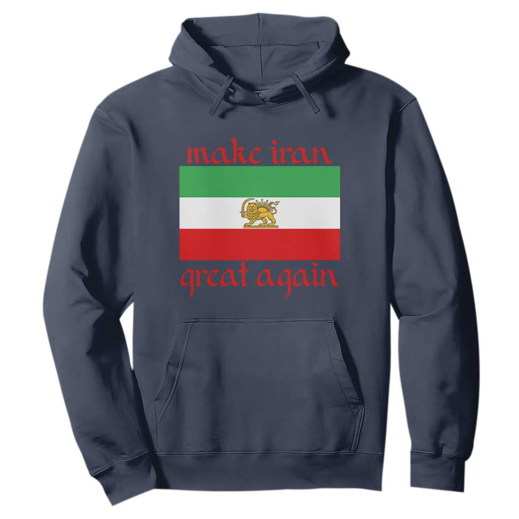 Make Iran Great Again Hoodie Vintage Lion and Sun Flag Patriotic Iranian Pride TS02 Navy Print Your Wear