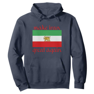 Make Iran Great Again Hoodie Vintage Lion and Sun Flag Patriotic Iranian Pride TS02 Navy Print Your Wear